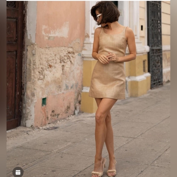 ANTONIO MELANI Dresses & Skirts - Antonio Melanix The Style Bungalow Manana Scoop Neck Raffia Sleeveless Mini Dres